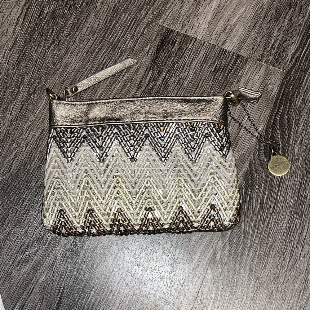 Big Buddha Elegant Metallic Chevron Clutch